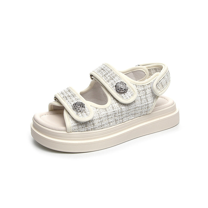 Sports daddy Sandals Casual Flat All-match Ins Tide Platform Shoes White Chaos