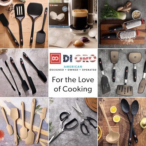 DI ORO Silicone Spoons for Cooking - Large Kitchen Spoons for Mixing, Serving, & Stirring - 600°F Heat-Resistant Non Stick Utensils – Big Solid & Slotted Basting Spoons - Dishwasher Safe (2pc, Clay) DIORO