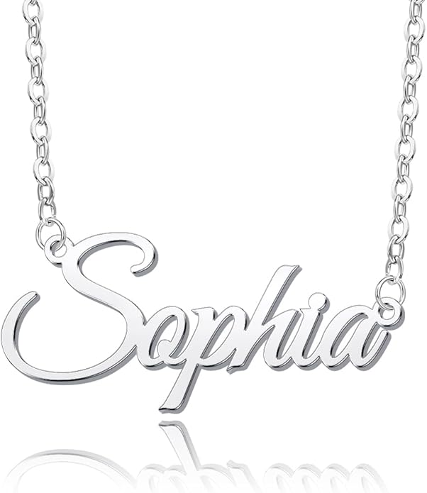 Name Necklace Personalized, Custom Made Nameplate Necklace Dainty Sterling Silver Gift for Mother Girlfriend MeMoShe