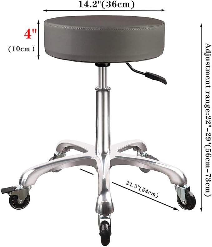 Rolling Stool with Wheels Adjustable Height,Heavy Duty Hydraulic Massage Stool with Super Thick Cushion for Massage Medical Tattoo Spa Guitar(Grey) Kick Boosters