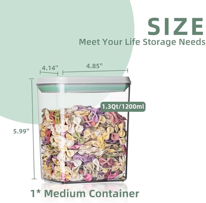 Ankou Pop Airtight Food Storage Containers with Lids- 3 Pcs Stackable One Button Opening Food Containers, Kitchen Pantry Storage Containers for Snacks Candy Salt Herbs Spices BPA-Free (1.2 QT * 3) ANKOU