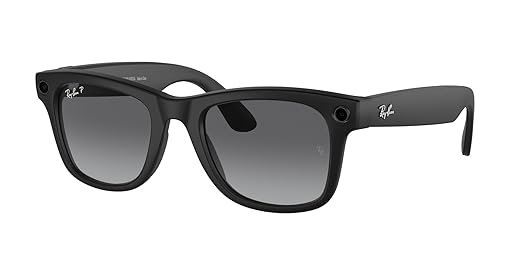 Ray-Ban Meta (Gen 1), Wayfarer, Large Matte Black | Smart AI Glasses for Men, Women - 12 MP Camera, Open-Ear Speakers, Video, Bluetooth — Polarized Gradient Graphite Lenses - Wearable Technology Meta