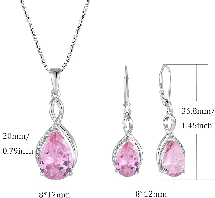 Earrings for Women 8x12mm Birthstone Sterling Silver Infinity Dangle Drop Leverback Earring EJARY