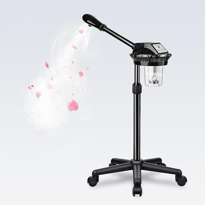 Professional Face Steamer, Adjustable Height and Angle, Facial Steamer Clean Skin Firming Pores and Moisturizing Suitable for a Beauty, Spa, at Home Chetunju
