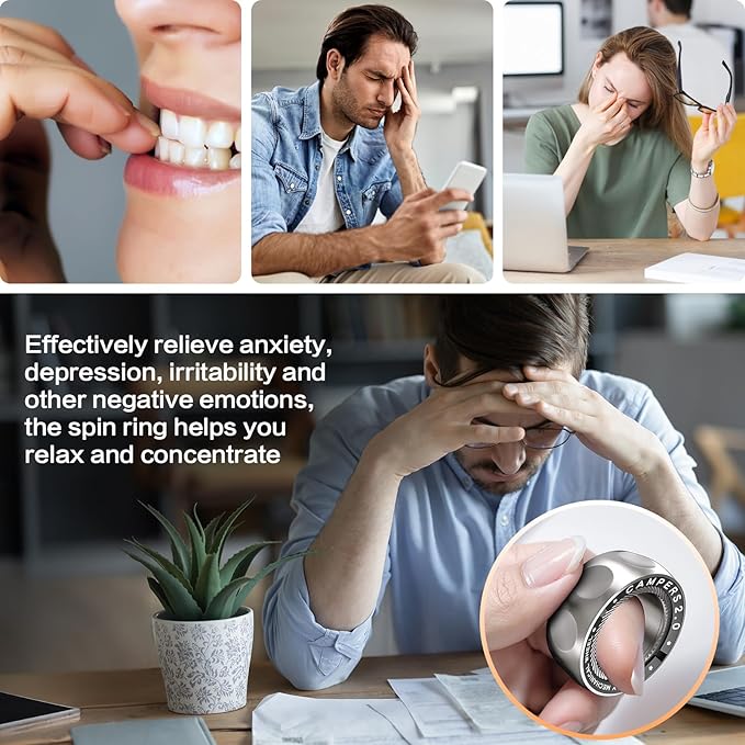 Upgrade Fidget Spinner for Stress Relief,Magnetic Fidget Spinner Rings with Rotating Sounds/Anti-Slip,Stainless Steel Ring Toy Stress Anxiety ADHD Relief Tool, Gifts for Adults and Teens