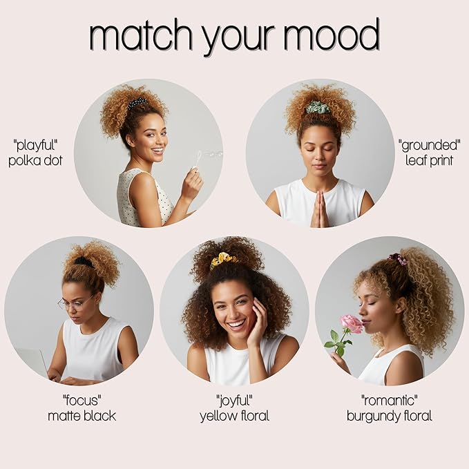 likemary Scrunchies for Women - Match Your Mood & Outfit - Strong, Snag-Free Hair Ties for All Hair Types Made from Sustainable Reclaimed Fabric - 5 Pack likemary