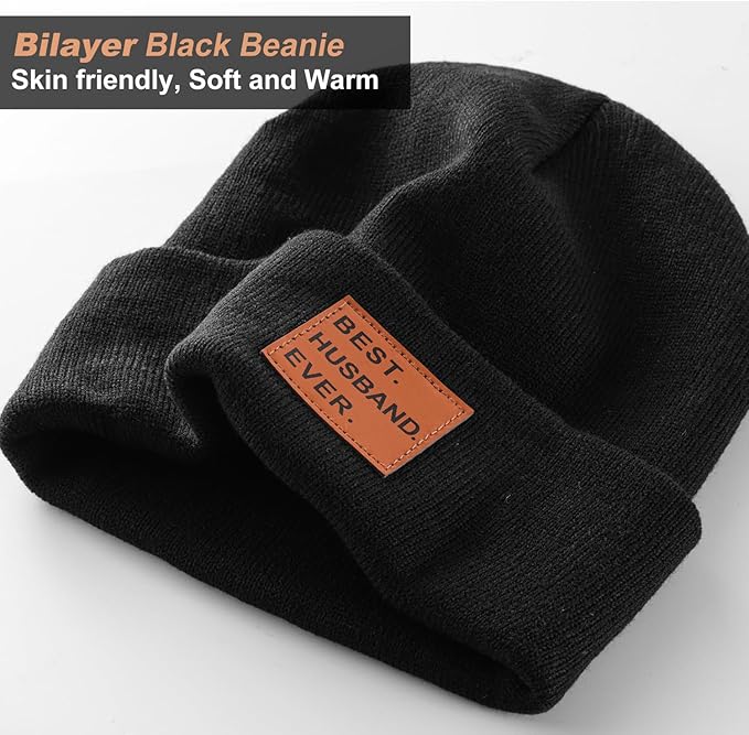 Valentines Day Gifts for Him, Husband Valentines Day Gifts, Best Husband Ever Mens Beanie Black Falidem