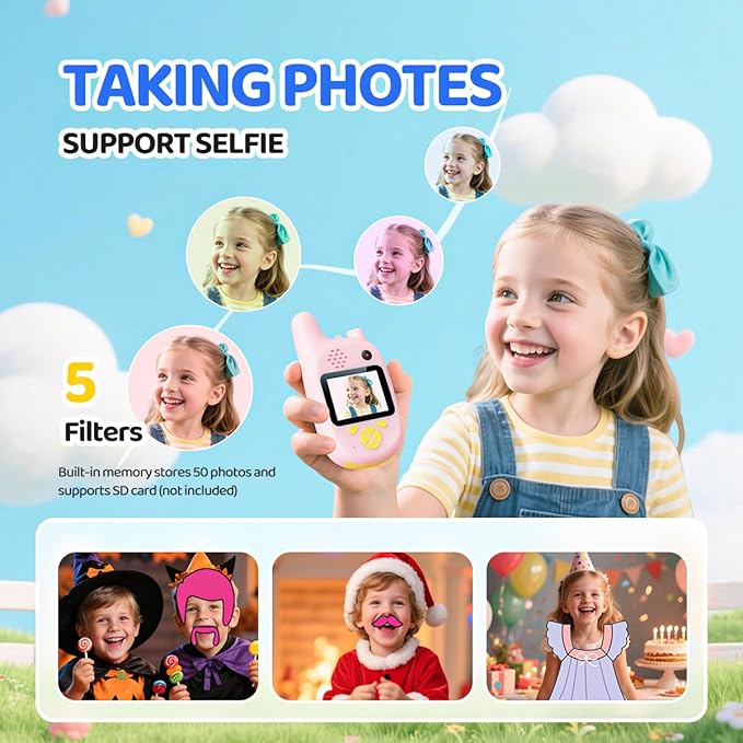 Kids Video Walkie Talkies with Front & Rear Cameras, Real-Time Video Call, Voice Chat, Photo & Emoji Messaging, Dual Camera Switch, Fun Interactive Walkie Talkies for Boys & Girls Ages 3–12 Yositochuan