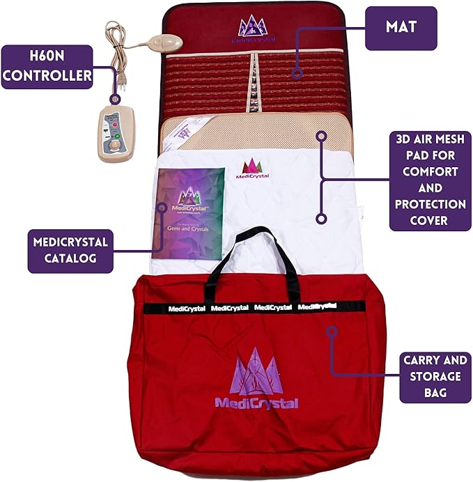 MediCrystal Infrared Heat Amethyst & Tourmaline Mat - Full Size 72"x24" - Adjustable FIR Heating 86-158°F - Deep Warmth Hot Stone Pad - Whole Body Comfort & Health - Original Manufacturer MediCrystal