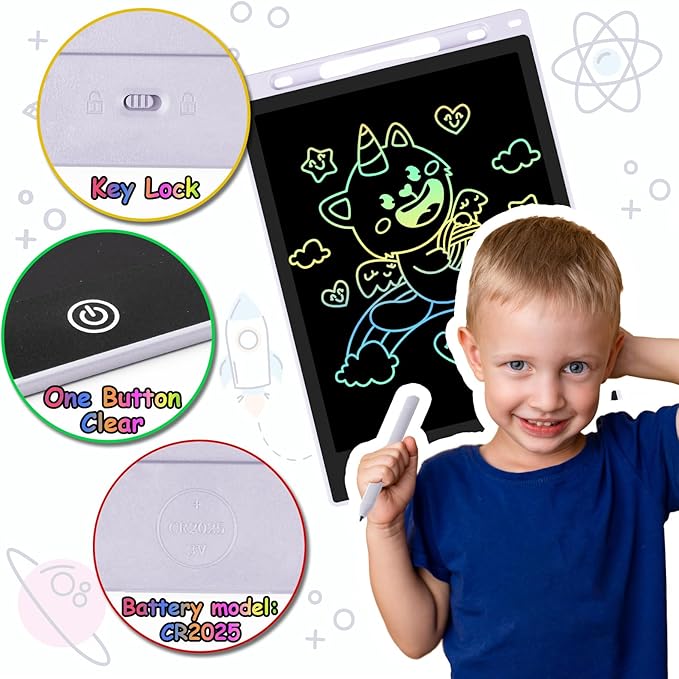12 Inch LCD Writing Tablet - Colorful Electronic Drawing Pad & Doodle Board for Kids Ages 3-8, Erasable Educational Toy, Birthday and Christmas Gift for Girls and Boys (White) ArtcraftandStorage