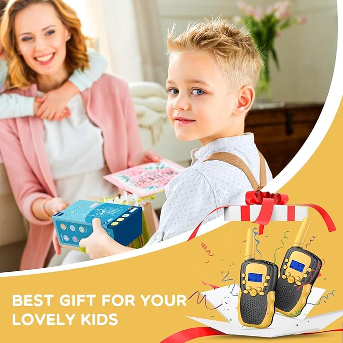 Selieve Toys for 4-14 Year Old Children's, Walkie Talkies for Kids 22 Channels 2 Way Radio Toy with Backlit LCD Flashlight, 3 Miles Range for Outside, Camping, Hiking (Yellow) Selieve