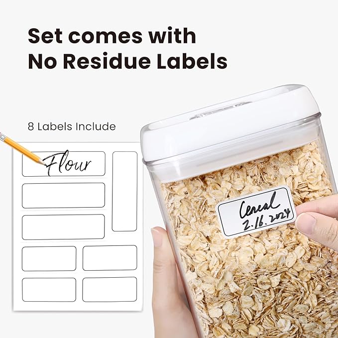 Felli Flip Tite Food Storage Container 5" LARGE Size Airtight Lid Lock Top, Stackable Kitchen Canister for Space Saving, Pantry Fridge Cupboard Organizer, Spice Seasoning Pet Treats Snack (1.1 qt) Felli