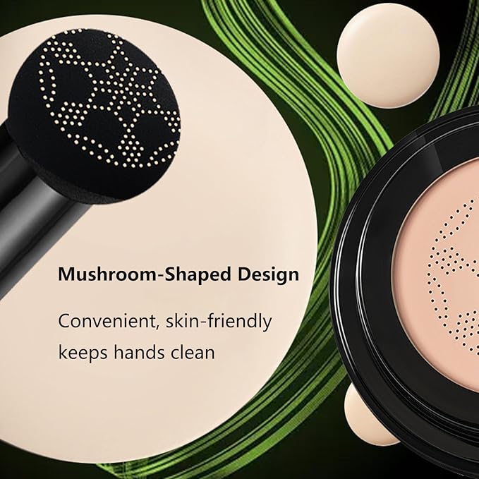 2026 Luvie Glow Foundation Cushion, Mushroom Head Air Cushion CC Cream,Long Lasting Matte Concealer for All Skin Types (IVORY) Kick Boosters