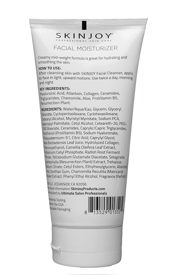 Skinjoy Face Moisturizer for Dry Skin, w/Hyaluronic Acid, Collagen, Aloe, Facial Skin Care Products, Skin Care, Body Wash, Face Wash - 183 ml / 6.2oz
