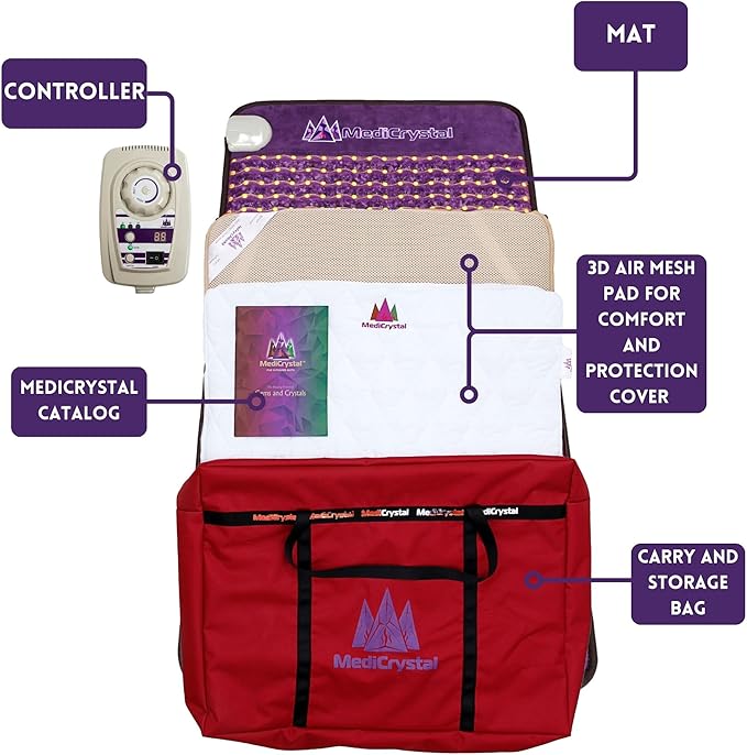 MediCrystal Far Infrared Amethyst Mat - Natural Agates + Photon Red Lights - FDA Registered Manufacturer - Negative Ion - FIR Heating Pad (Flex 72" L x 24" W) MediCrystal
