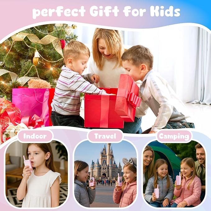 Video Walkie Talkies for Kids, 2 Pack Rechargeable Walkie Talkies with Screen, Indoor Outdoor Toy for 3 4 5 6 7 8 9 10 Year Old Girl, Christmas Birthday Gifts for Girls Age 3-12 (Pink) ANBURI