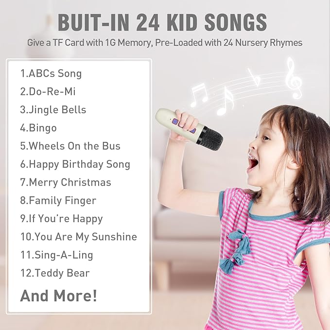 Karaoke Machine for Kids Adults Unique Astronaut Shape Portable Bluetooth Speaker with Wireless Microphone Home Party KTV Birthday for Girls Boys Toddler Teens Ages 2-12 +Year Old Kids FINYIORE