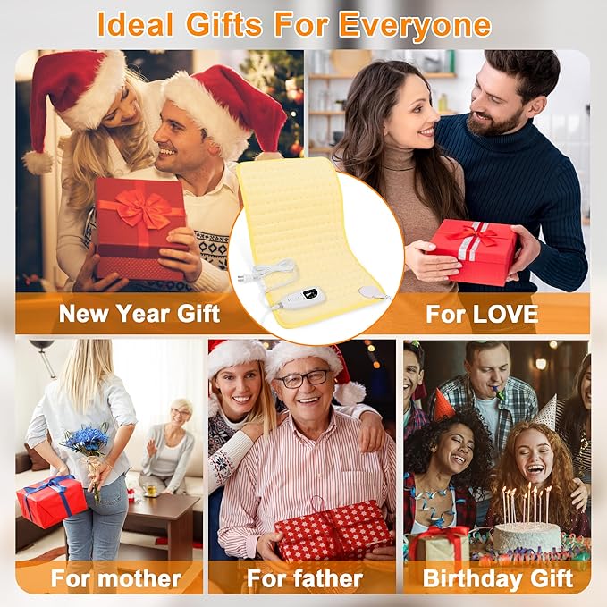 Deepsoon Heating Pad,Electric Heating Pads for Back,Neck,Abdomen,Moist Heating Pad for Shoulder,Knee,Arms,Legs,Dry/Moist Heat & Auto Shut Off,Birthday Gifts for Men and Women,Light Yellow,24x12 Inch Deepsoon