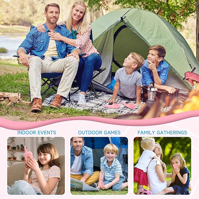 Toys for 3-12 Year Old Boys Girls, Walkie Talkies for Kids 2 Channels 2 Way Radio Toy…, Pink, WTK08 Holiky