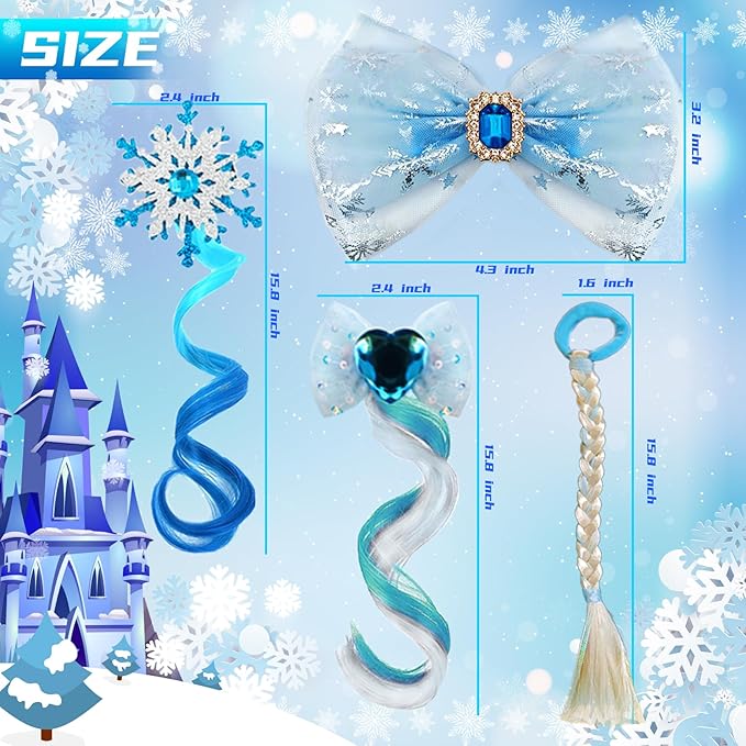 Jomi & Jolly 6 PCS Hair Accessories Set for Girls, Little Girl Colored Hair Tinsel Clips in Extensions, Princess Dress up Wigs, Cute Gifts and Costume Accessories for Little Princess (Blue) Kick Boosters