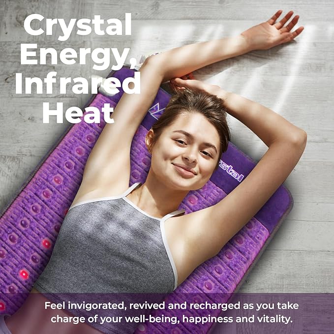 MediCrystal Far Infrared Amethyst Mat - Natural Agates + Photon Red Lights - FDA Registered Manufacturer - Negative Ion - FIR Heating Pad (Pro 72" L x 32”W) MediCrystal