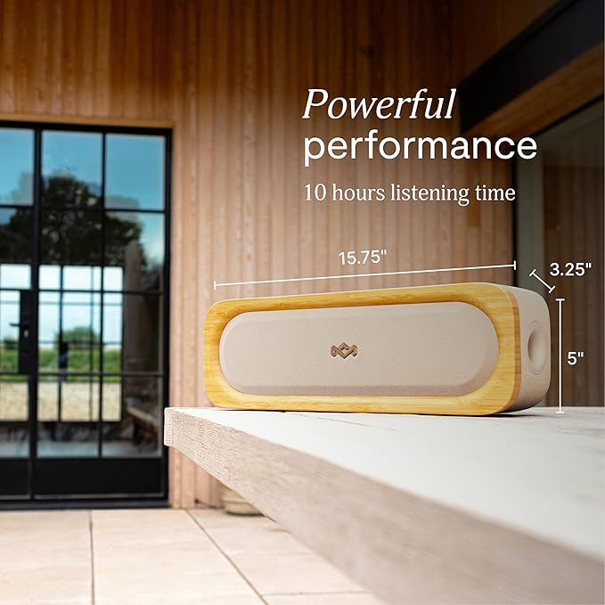 House of Marley Get Together 3 Bluetooth Speaker, 10Hr Playtime, USB-C Fast Charging, EQ Sound Modes, Ambient LED Light, 30m Wireless Range, Bamboo & Rewind Fabric Design (Cream) HouseofMarley