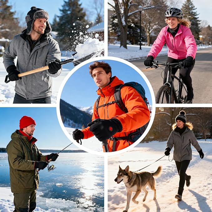 Dr.Warm Heated Gloves Liner, Rechargeable Heated Work Gloves for Men Women, Electric Battery Glove with Touchscreen, Thin Hand Warmer for Winter Hunting Riding Running Drwarm