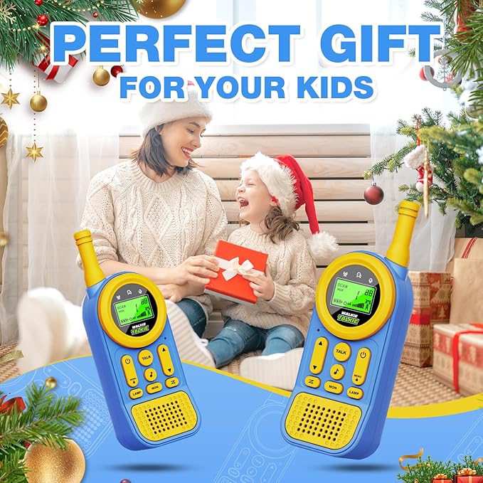 Walkie Talkies for Kids Toys: Toys for 3-12 Year Old Boys Girls - 22 Channels 2 Way Radio Toy with Backlit LCD Flashlight - 3 Miles Range for Outside/Camping/Hiking (2-Pack) Ptnerbeh