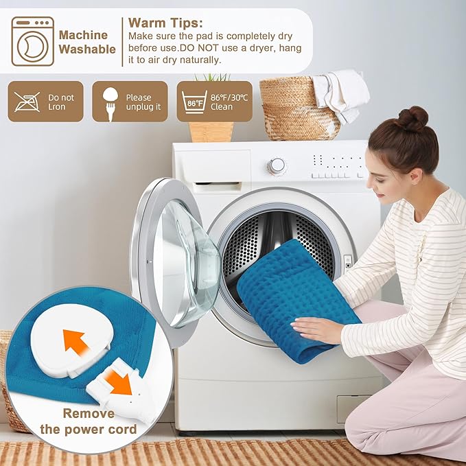 Deepsoon Heating Pad,Electric Heating Pads for Back,Neck,Abdomen,Moist Heating Pad for Shoulder,Knee,Arms,Legs,Dry/Moist Heat & Auto Shut Off,Christmas Gifts for Men and Women,Blue,24x20 Inch Deepsoon