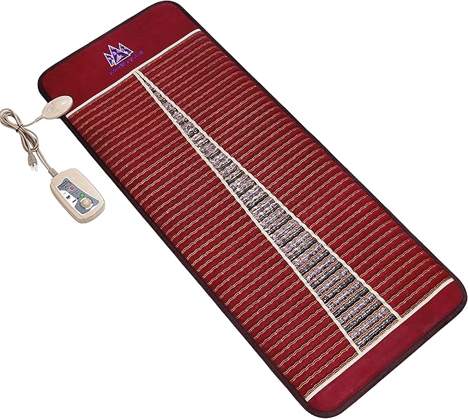 MediCrystal Far Infrared Heat Mat - Midsize 59"x24" - Purple Amethyst & Black Tourmaline - Natural Crystals - Negative Ions - Adjustable Deep FIR Heating 86°-158°F (30°-70°C) - Original Manufacturer MediCrystal