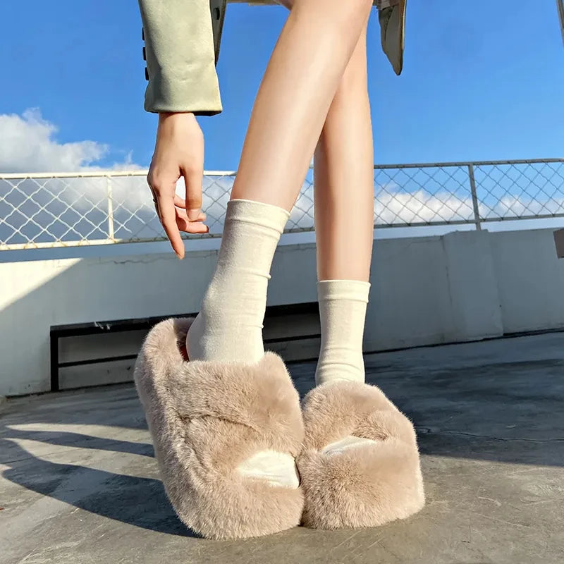 Chunky Platform Fur Slippers