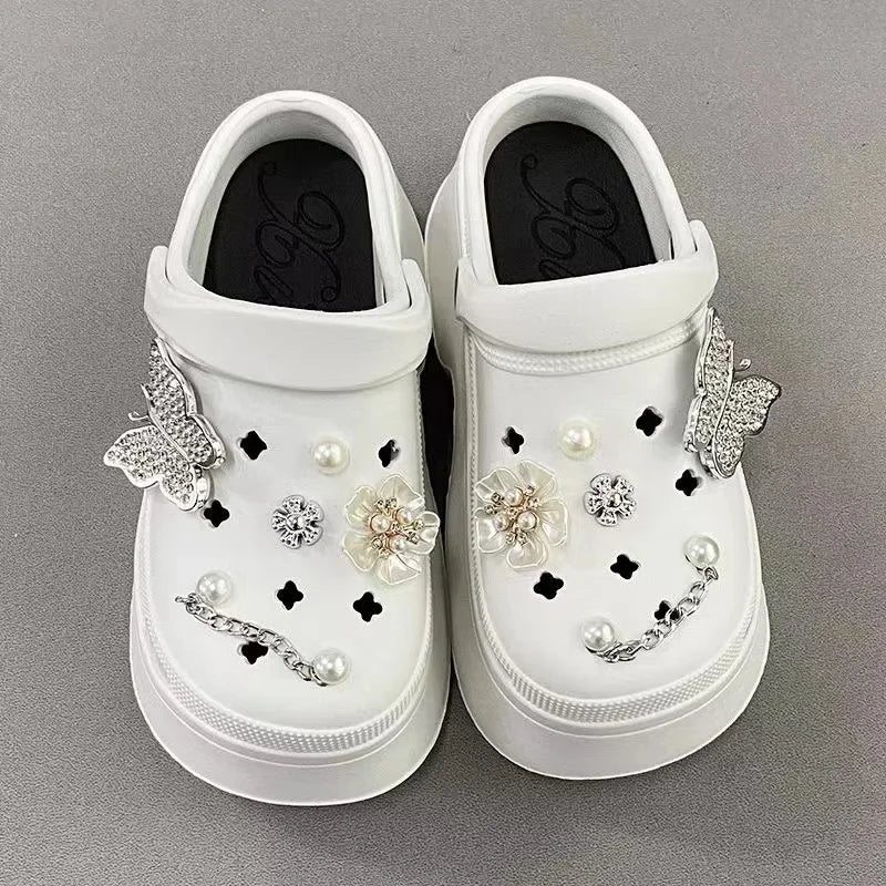 Butterfly Charm Platform Clogs