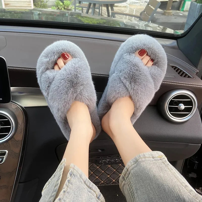 Chunky Platform Fur Slippers