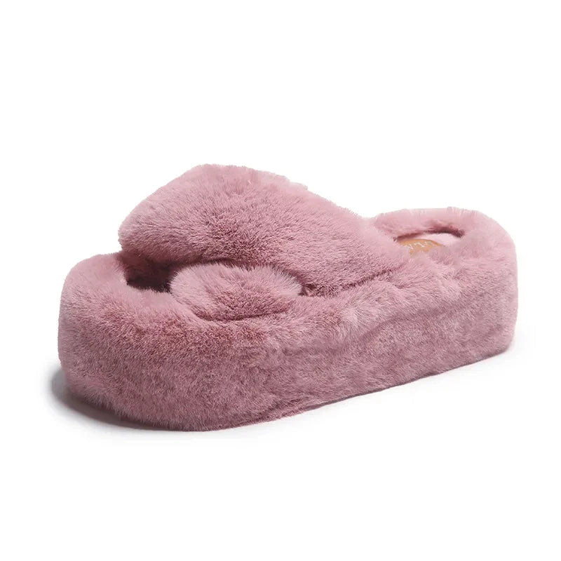 Chunky Platform Fur Slippers