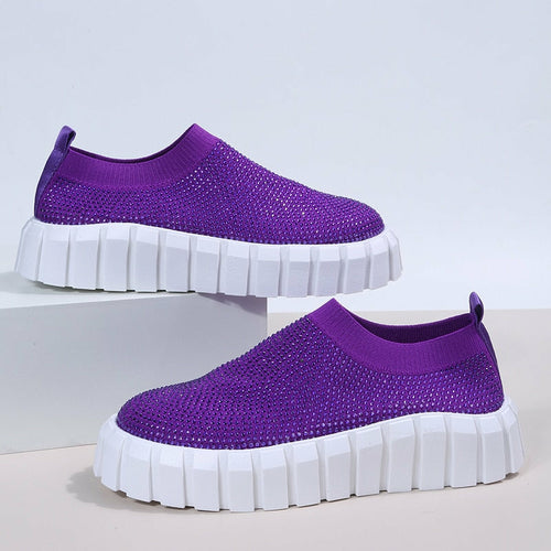 Bling Bling Mesh Platform Vulcanized Shoes Silver Juneberry