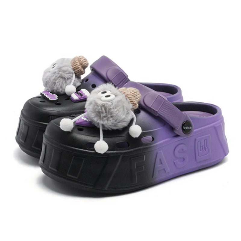 Plush Sheep Platform Clogs