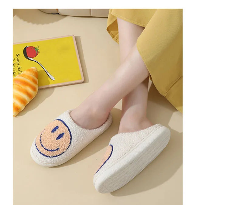 Smiley Face Plush Slippers