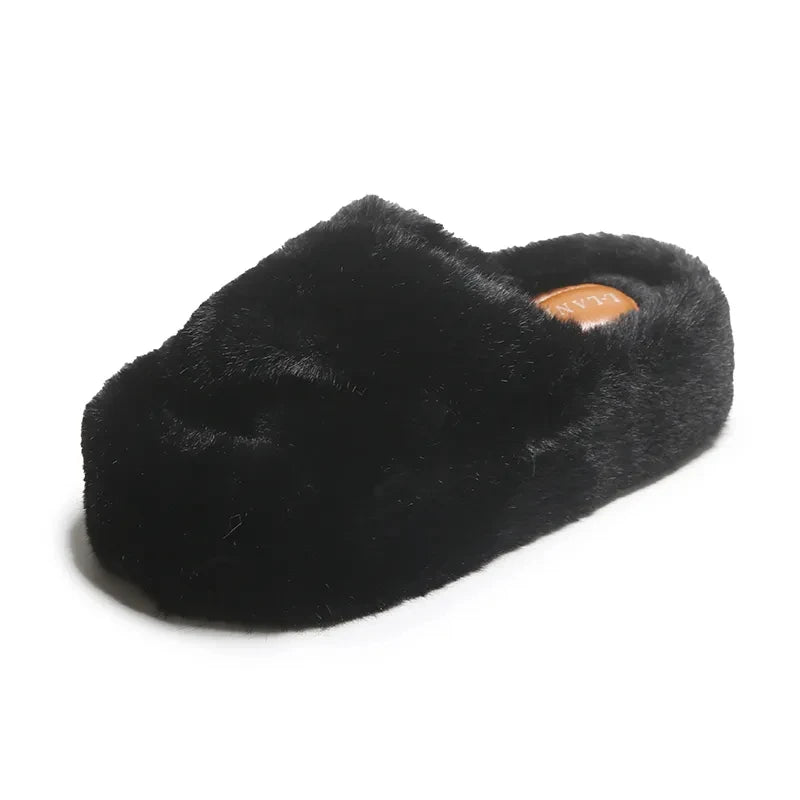Chunky Platform Fur Slippers