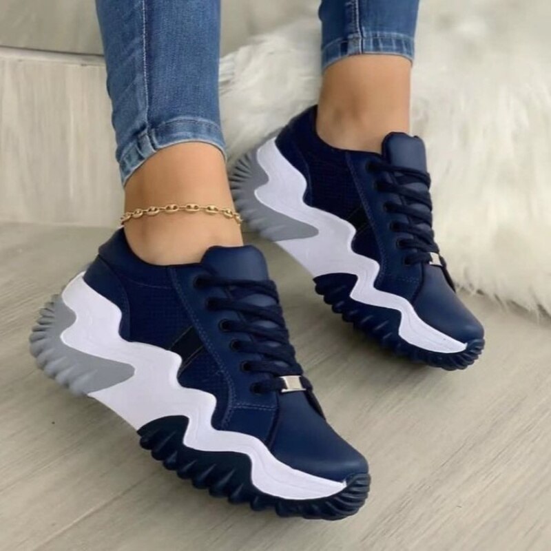 Breathable Vulcanized Women Shoes Casual Platform Sneakers Coffee Jasper