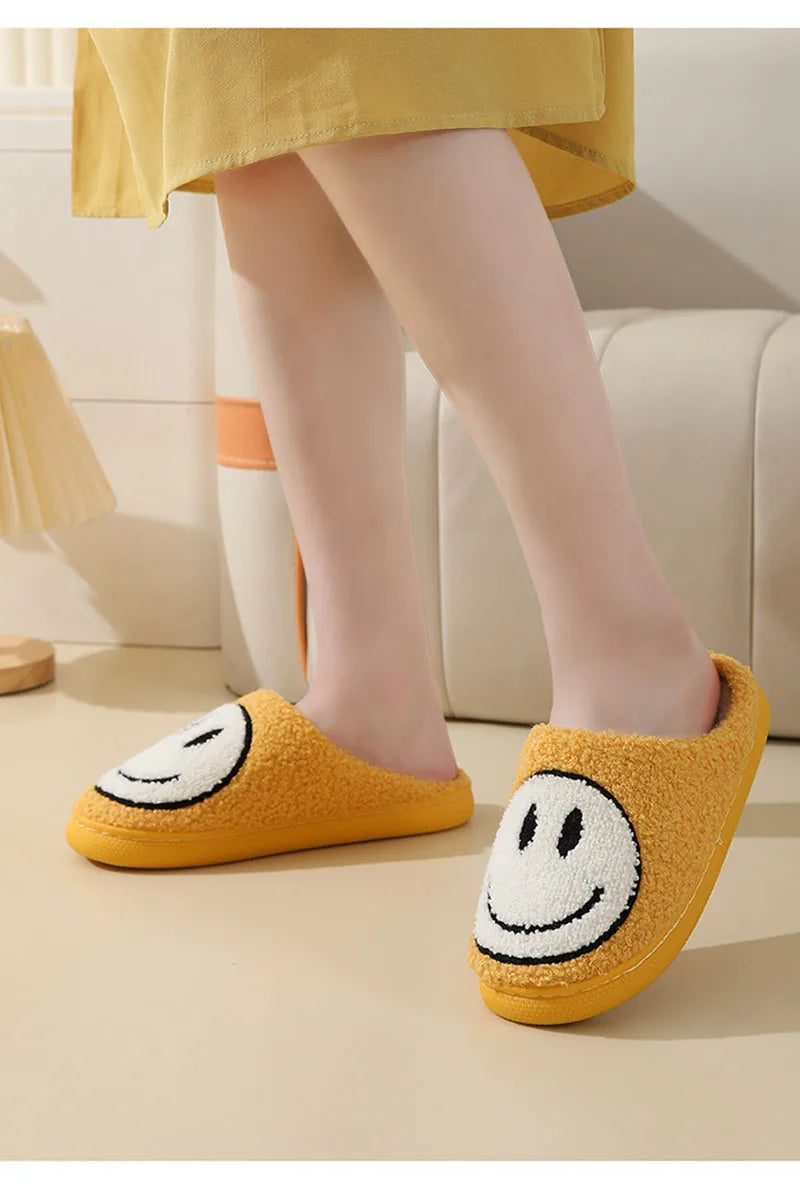 Smiley Face Plush Slippers