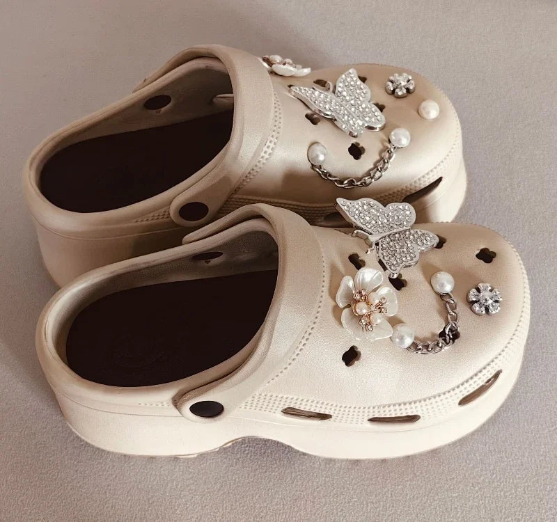 Butterfly Charm Platform Clogs