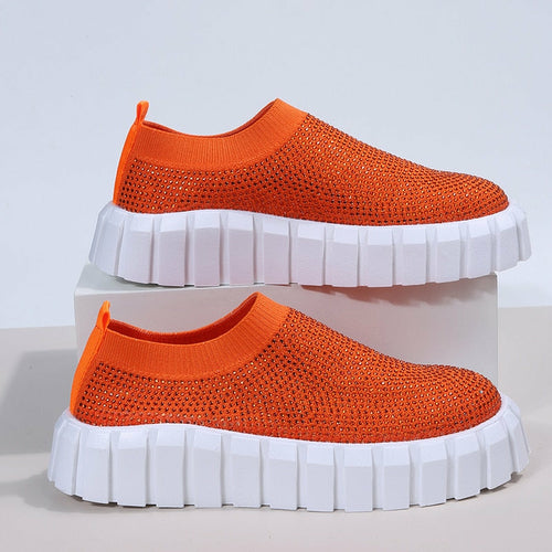 Bling Bling Mesh Platform Vulcanized Shoes Silver Juneberry