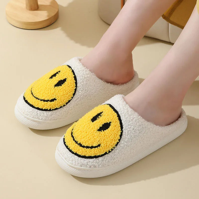 Smiley Face Plush Slippers