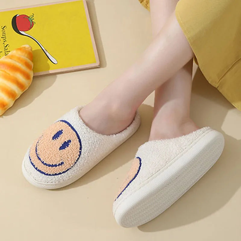 Smiley Face Plush Slippers