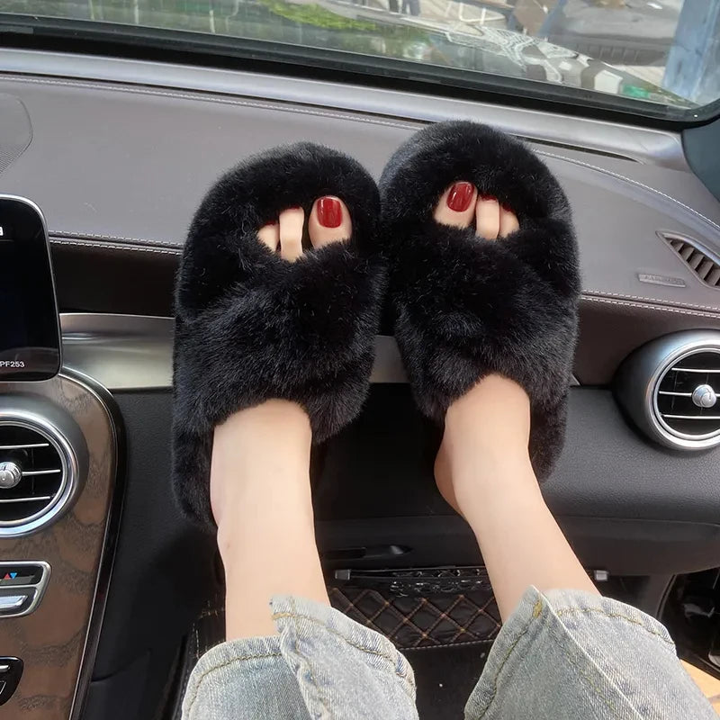 Chunky Platform Fur Slippers