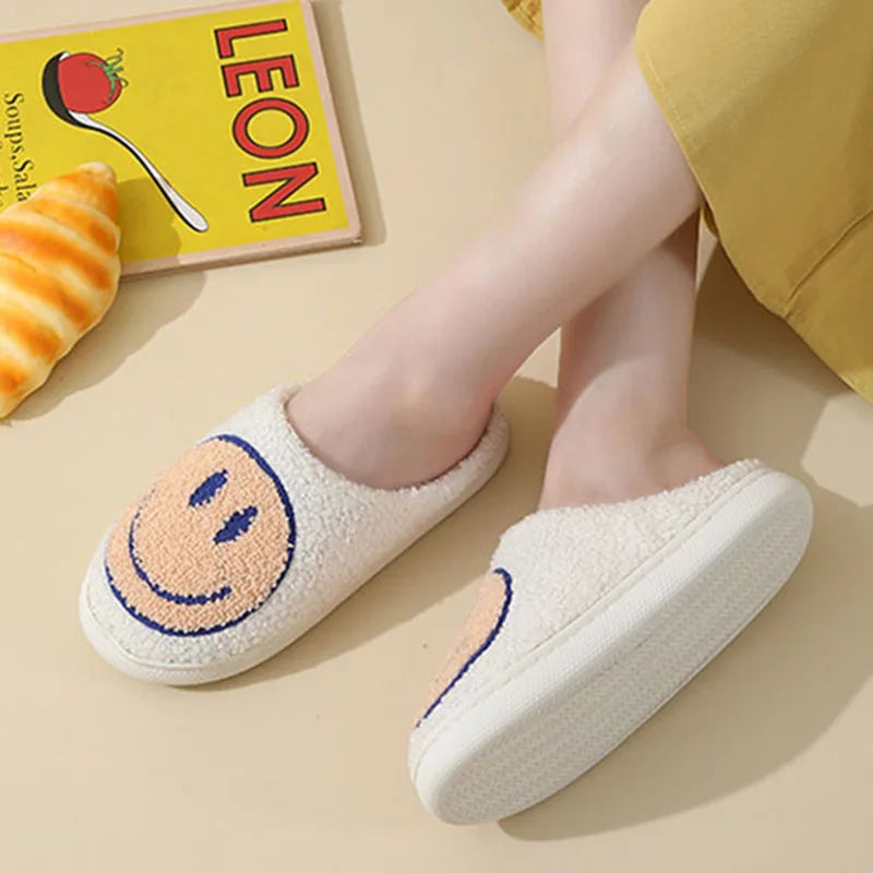 Smiley Face Plush Slippers