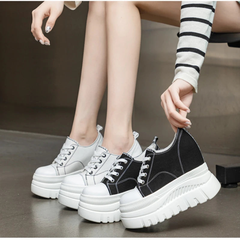 Denim Hidden Heels Chimney Sneakers Fujin