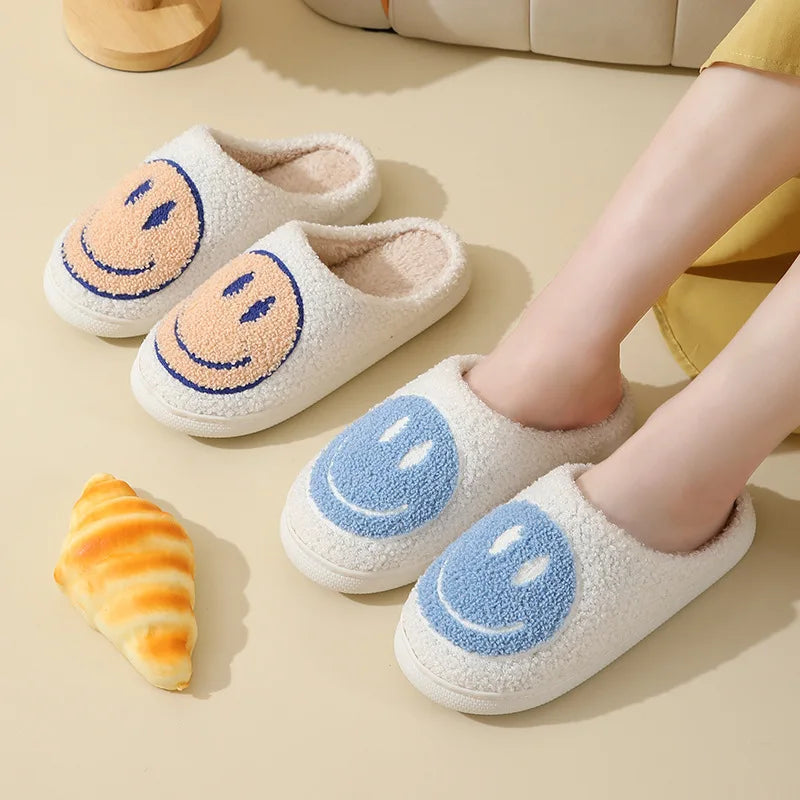 Smiley Face Plush Slippers