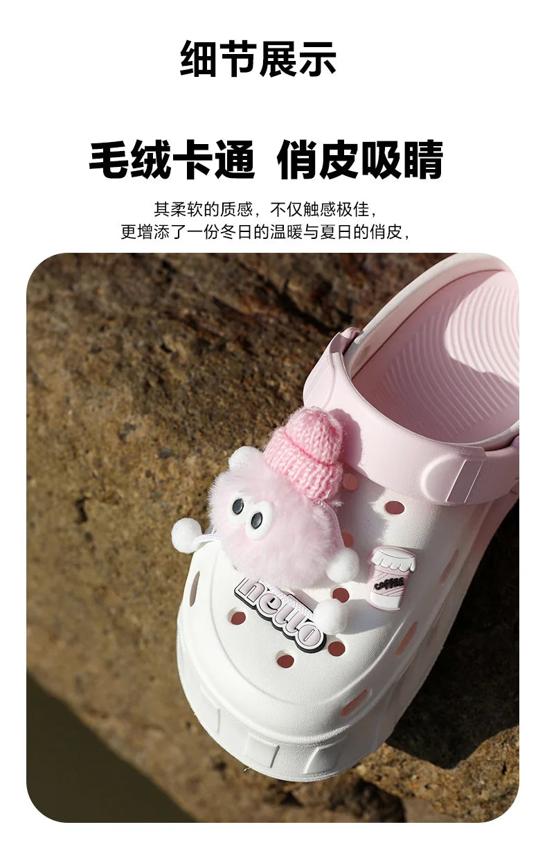 Plush Sheep Platform Clogs