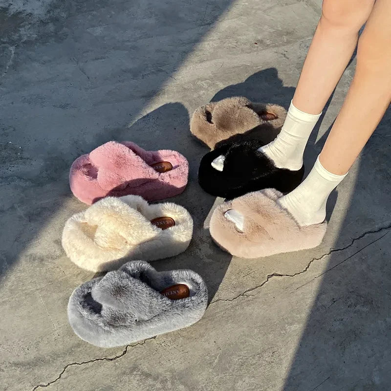 Chunky Platform Fur Slippers
